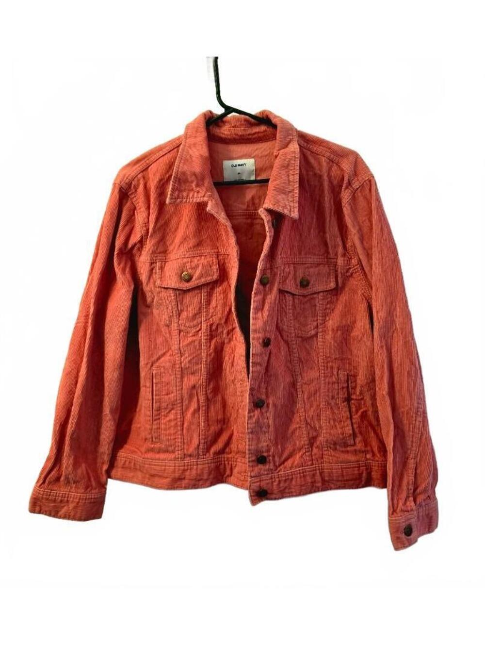 Old Navy Women’s XXL Coral Corduroy Trucker Jacket Button Front Plus Size